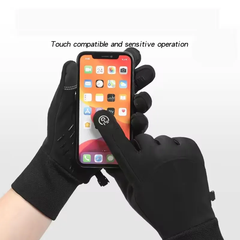 Touch Screen Cycling Gloves for Men & Women Warm Velvet Non-Slip Waterproof Autumn Winter Motorcycle Camping Ski Gloves 2