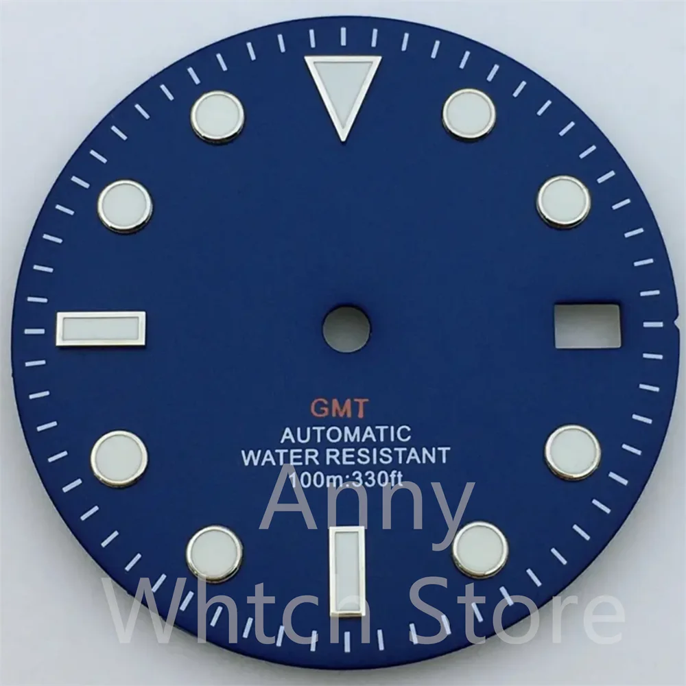 Green Luminous GMT Watch Dial with Four Hands - Premium 29mm Replacement Part