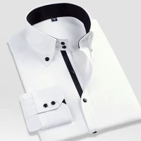 Men's Button-down Collared Dress Shirt Long Sleeve Formal Business Casual Shirt Korean Fashion Slim Fit Designer Shirts White