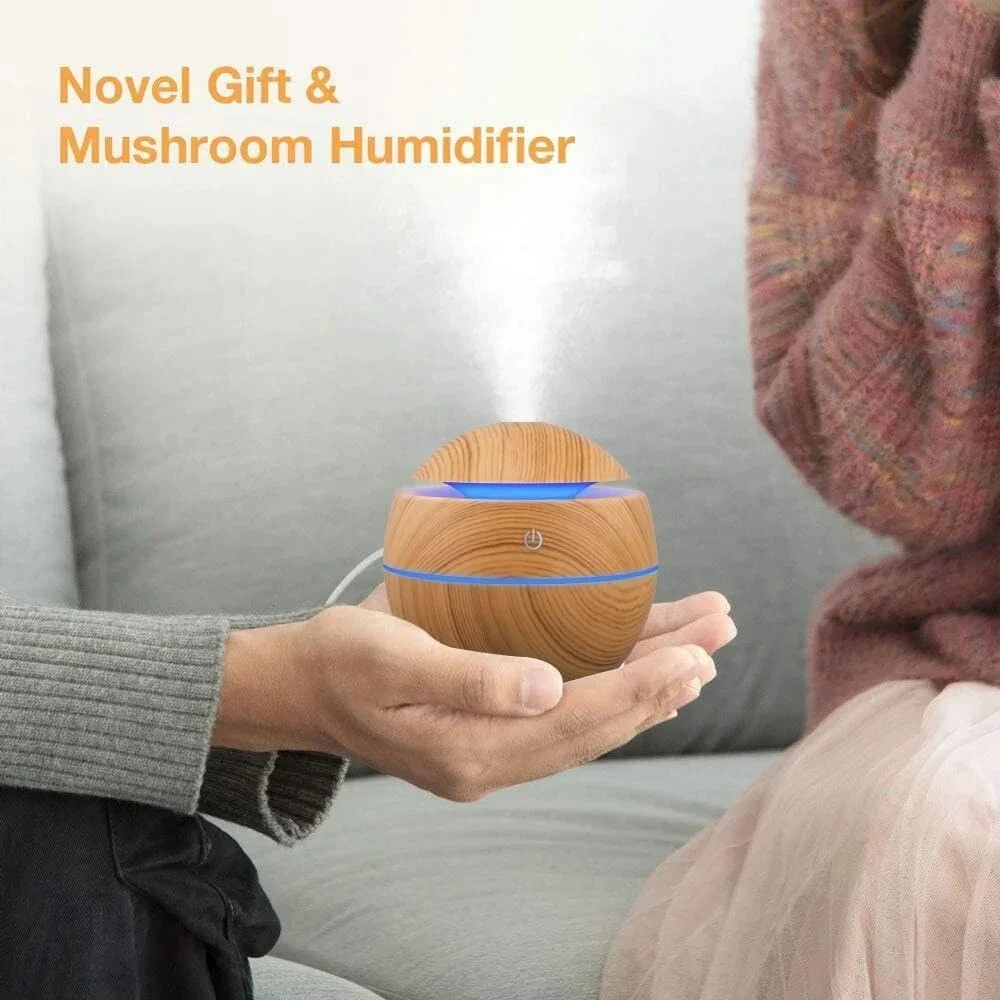 Woodgrain USB Essential Oil Diffuser Mini Ultrasonic Aromatherapy Humidifier Portable Desktop Air Mist Maker For Home Office 2