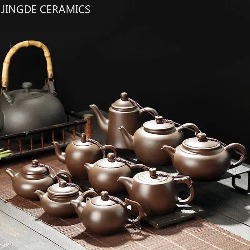 Antique Yixing Purple Clay Tea Pot Raw Ore Zhu Mud Beauty Kettle Chinese Zisha Tea Set Customized Ball Hole Filter Teapot