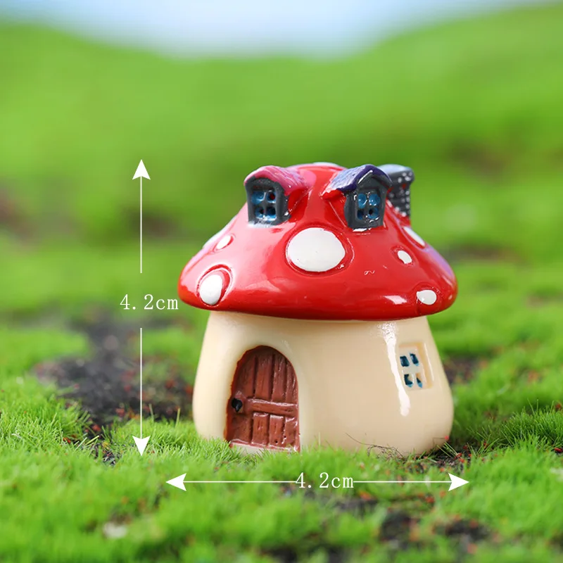 ตัวเลือกสินค้า สวนที่มีสีสันเห็ดตกแต่งบ้าน Miniacture ตุ๊กตาเรซิ่นหัตถกรรมตุ๊กตาเล็กๆ Fairy World Bonsai Garden เครื่องประดับ