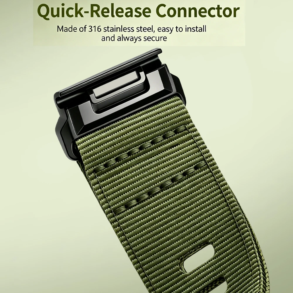 Durable QuickFit Canvas Nylon Braided Watch Strap - 26mm/22mm