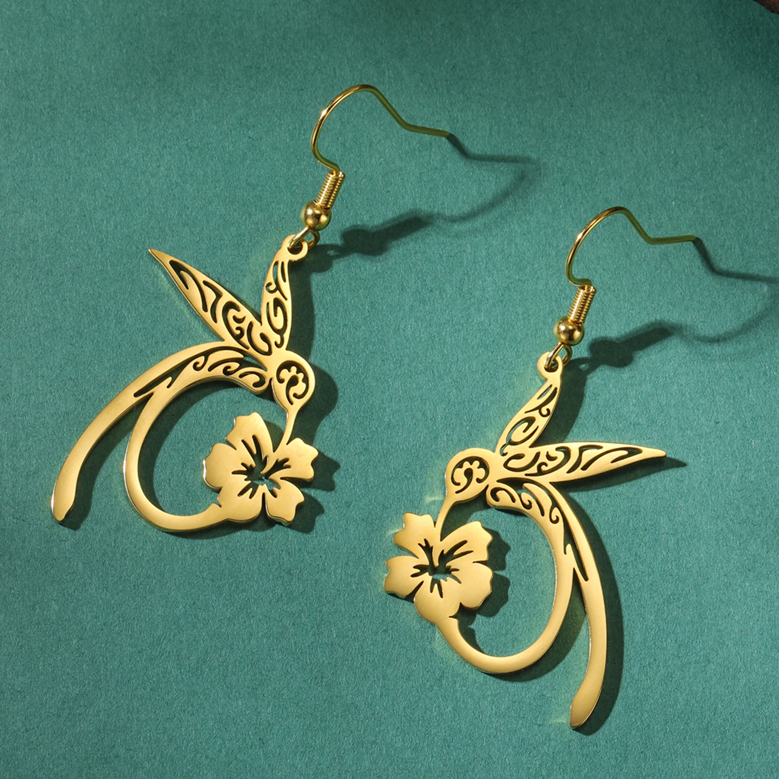 Lemegeton Hollow Hummingbird Stainless Steel Earrings Animal Pendant Women's Jewelry Gift Party Gift