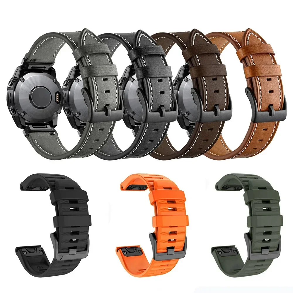 Premium Quickfit Leather Smart Watch Strap, 22mm/26mm Adjustable Bracelet Strap