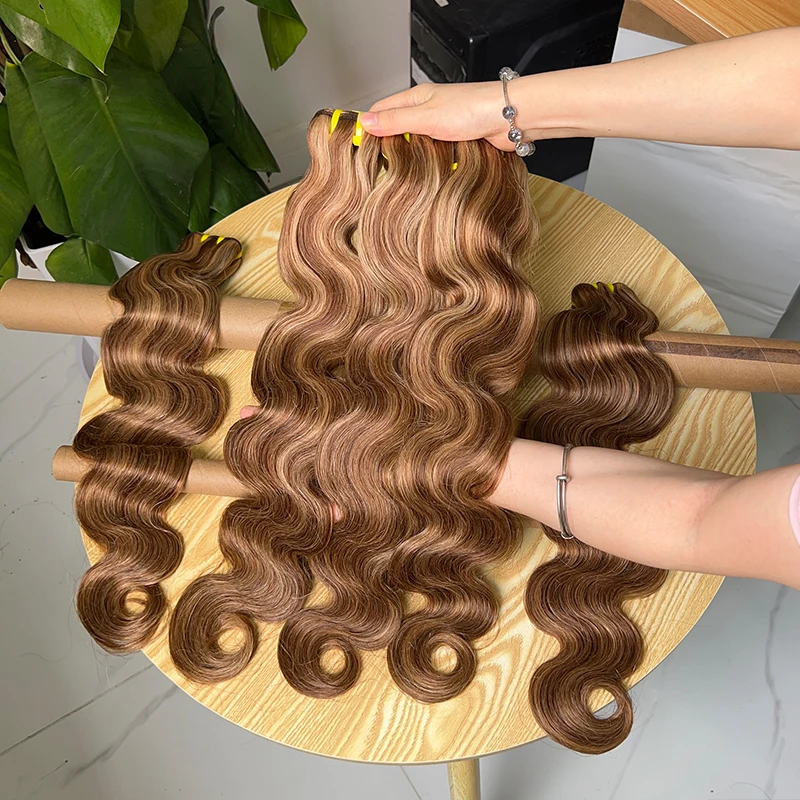 12A Grade P4/27 Ombre Color Bundles Body Wave 100% Raw Human Hair Extensions Honey Blonde Highlight Human Hair Weave Bundles
