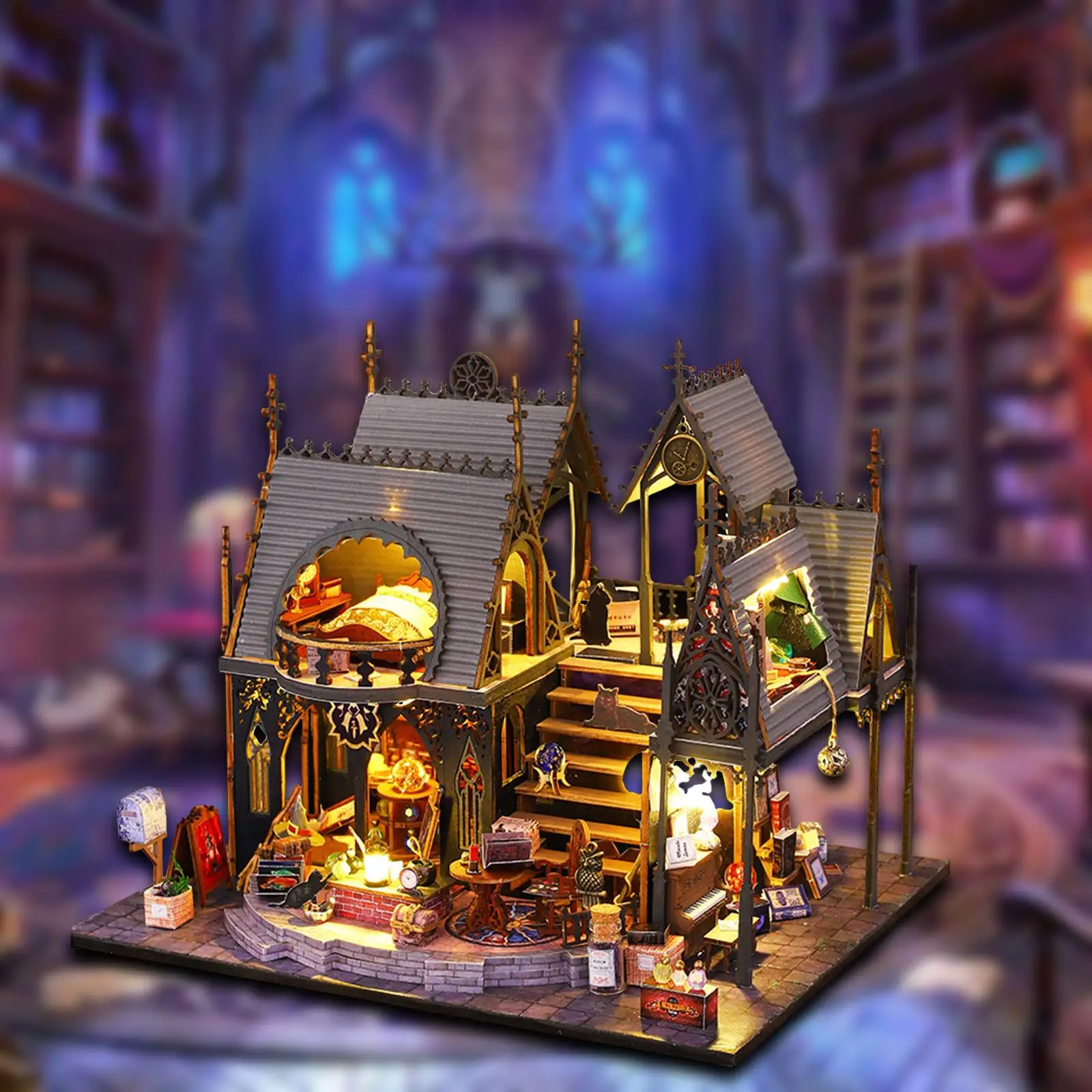 

Miniature Building Kits Dollhouse DIY Kits with Light Building Set Handmade Craft for Children Girls Teens Adults Holiday Gifts