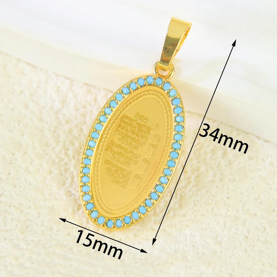 Arabische Mode Wassertropfen Anhänger 21k vergoldet Türkische Vintage Zirkonia Münzen Anhänger Dubai Frauen Täglichen Party Schmuck – Detail 8