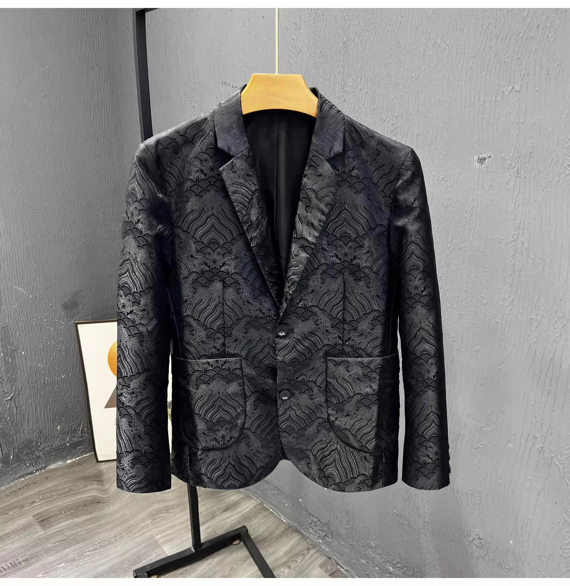 J-6024 High end patterned men's suit jacket for spring and autumn slimming performance clothing, suit