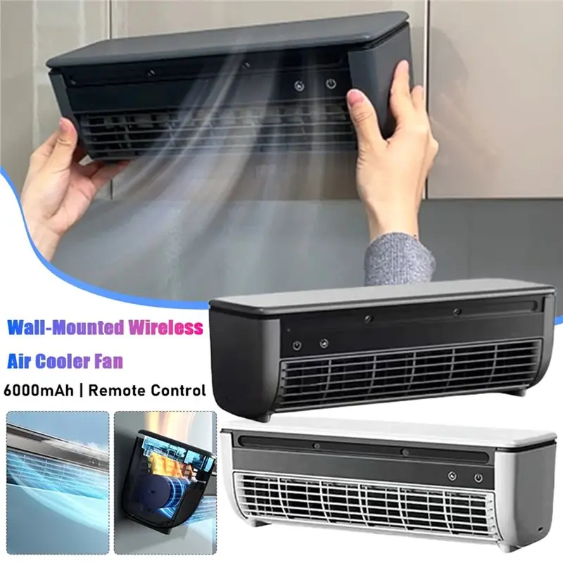 Ventilateur mural ABWM - Refroidisseur d'air rapide sans pales, mini climatiseur sans fil silencieux avec télécommande 5