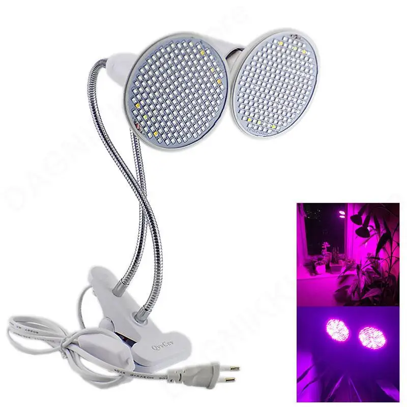 

Dual 200 Led Plant Grow Light Bulb Desk Clip Holder Full Spectrum LED Lamp for Plants Vegs Hydroponic System greenhouse V27