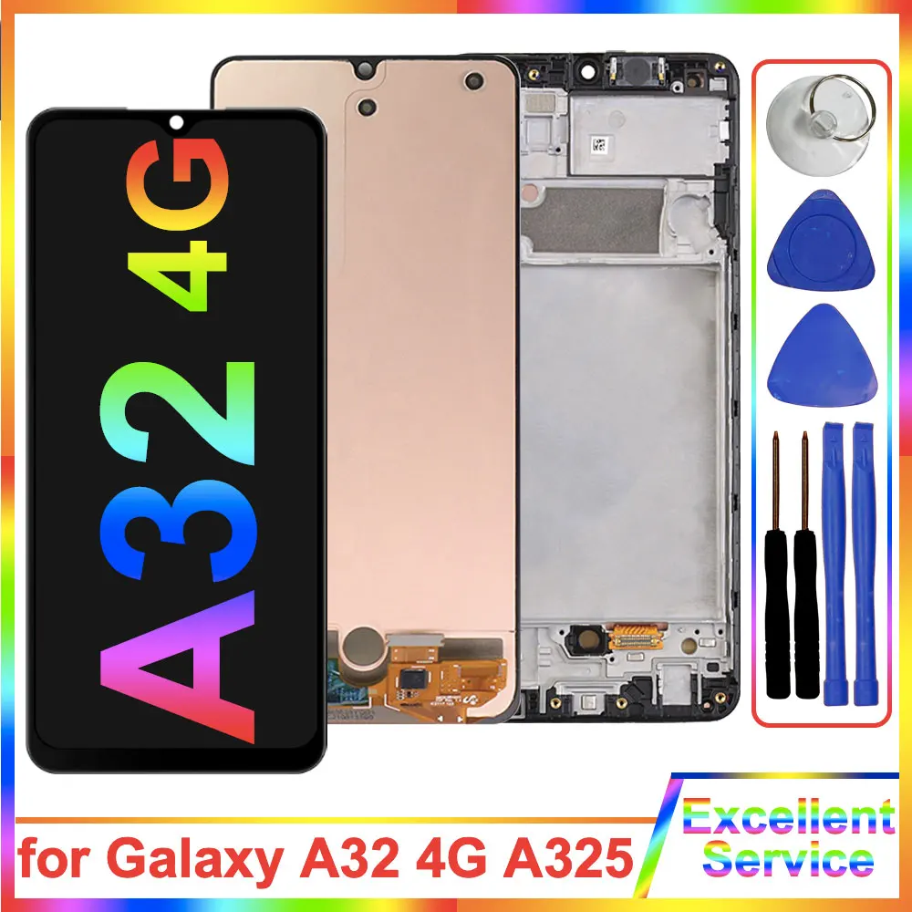 Экран A32 4G для Samsung Galaxy A32 4G A325F A325M, ЖК-дисплей с сенсорным экраном в сборе, сменный экран для Samsung A325, A325F