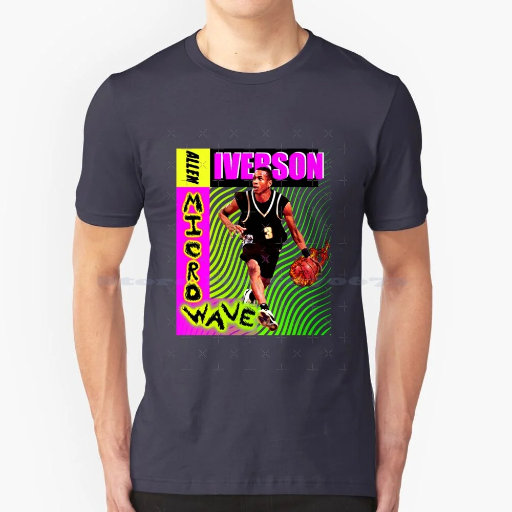 La Maglietta A Microonde 100% Cotone Tee Allen Iverson The Answer Basketball Philly Philadelphia Grand Hoyas Vintage Sport