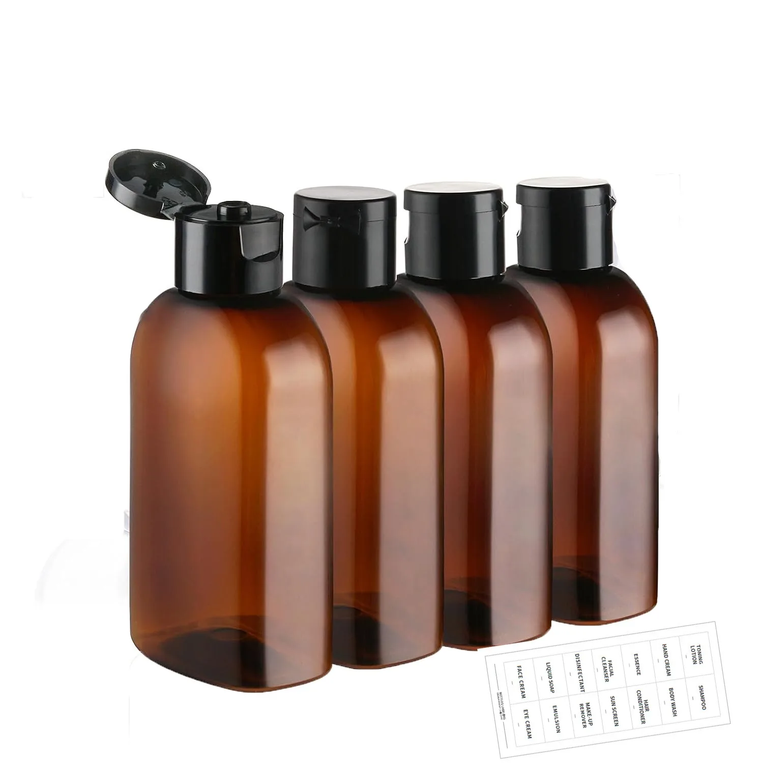 Travel Bottles 4pcs 100ml Label Storage Bag Plastic Bottle Empty Shampoo Dispenser Multi-Use Container