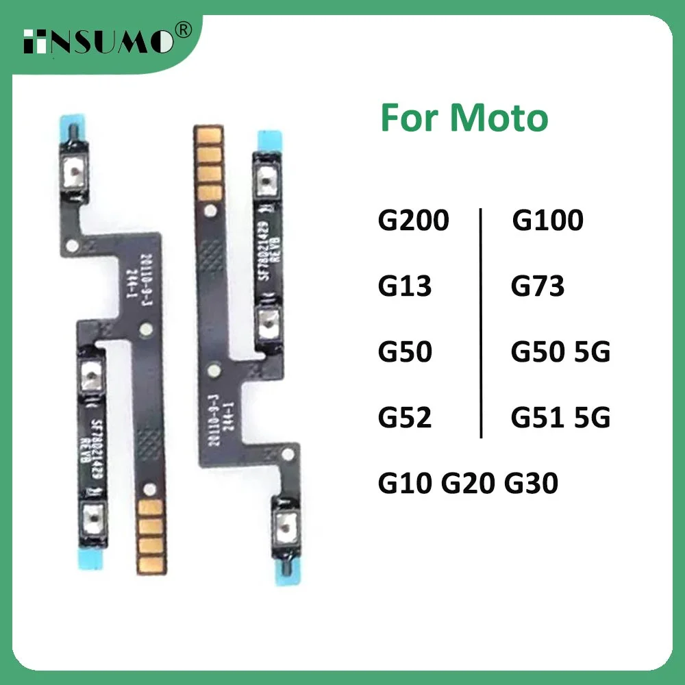 

iinsumo Power On Off Volume Side Button Key Flex Cable For Moto G10 G20 G30 G50 G100 G200 G73 G13 G51 G52 4G 5G