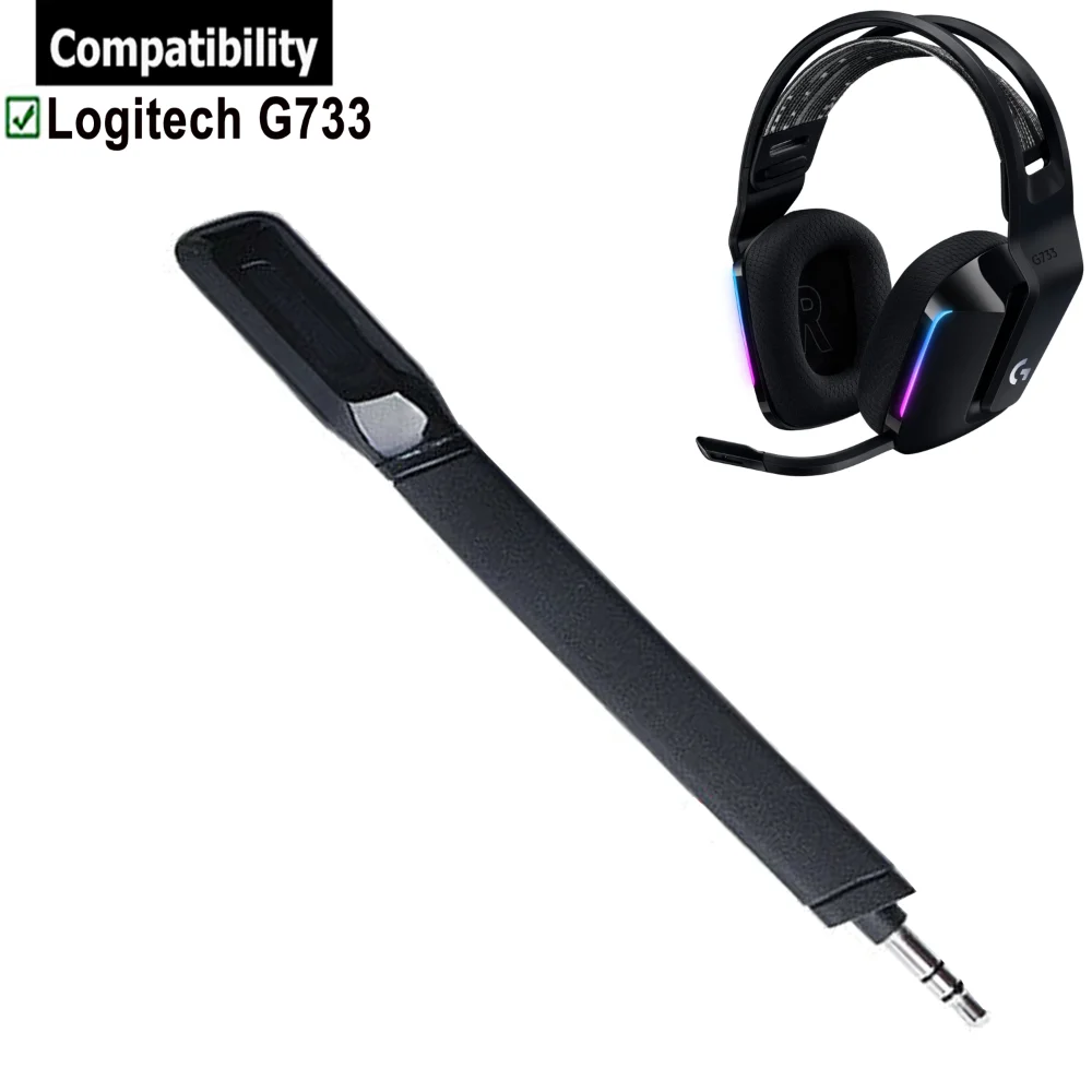 Gold-Plated OFC Replacement Aux 3.5mm Game Mic Microphone Boom Foam for Logitech G733 G-733 G 733 Gaming Headsets Headphones