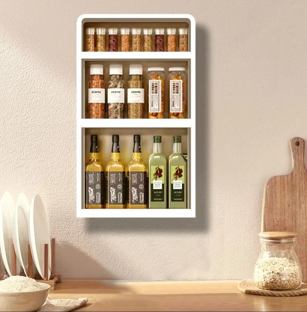 Kitchen Organizer Household Storage & Organiser Wall-mounted Shelf Spice Rack Organizer Kitchen With Plastic Storage