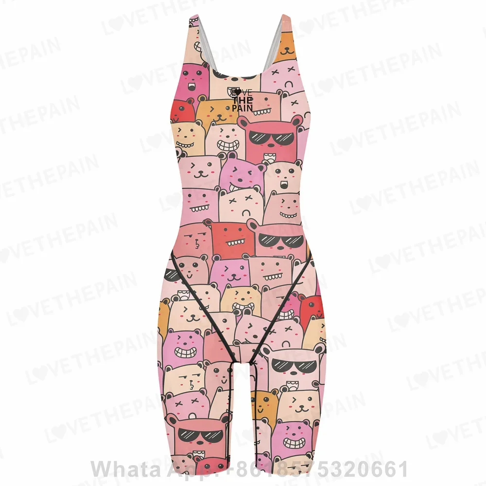 Girls Love The Pain Kids Sleeveless Swimming Jumpsuits Print Interesting Back Swimwear Knee Length Swimwear Beach Wear Bikini