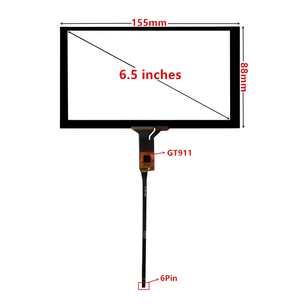 Tela de Toque Capacitiva para Carro Painel Multimídia Navegação Gps Dvd Universal 62 Polegadas Gt911 - Imagem 6
