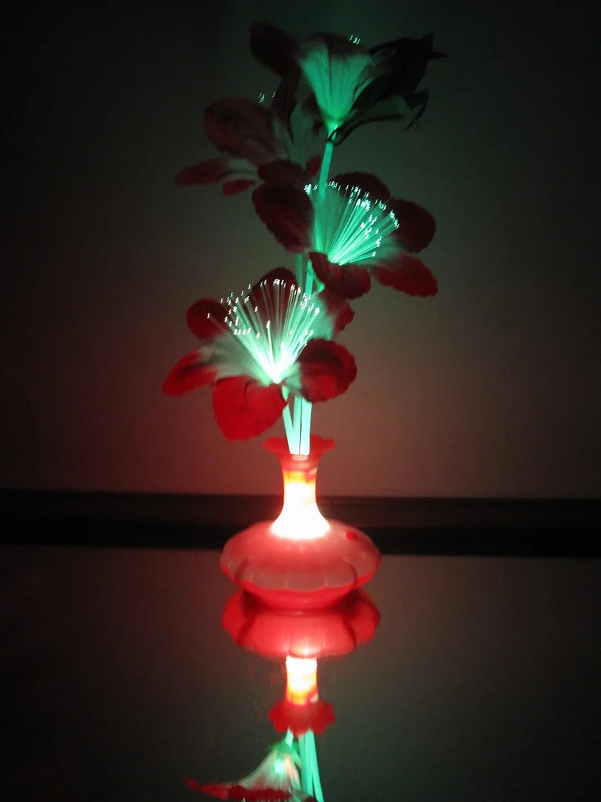 Fiber Optic Light Flower Vase Artificial Floral Arrangement LED Color Changing Nightlight fiber optic lamp
