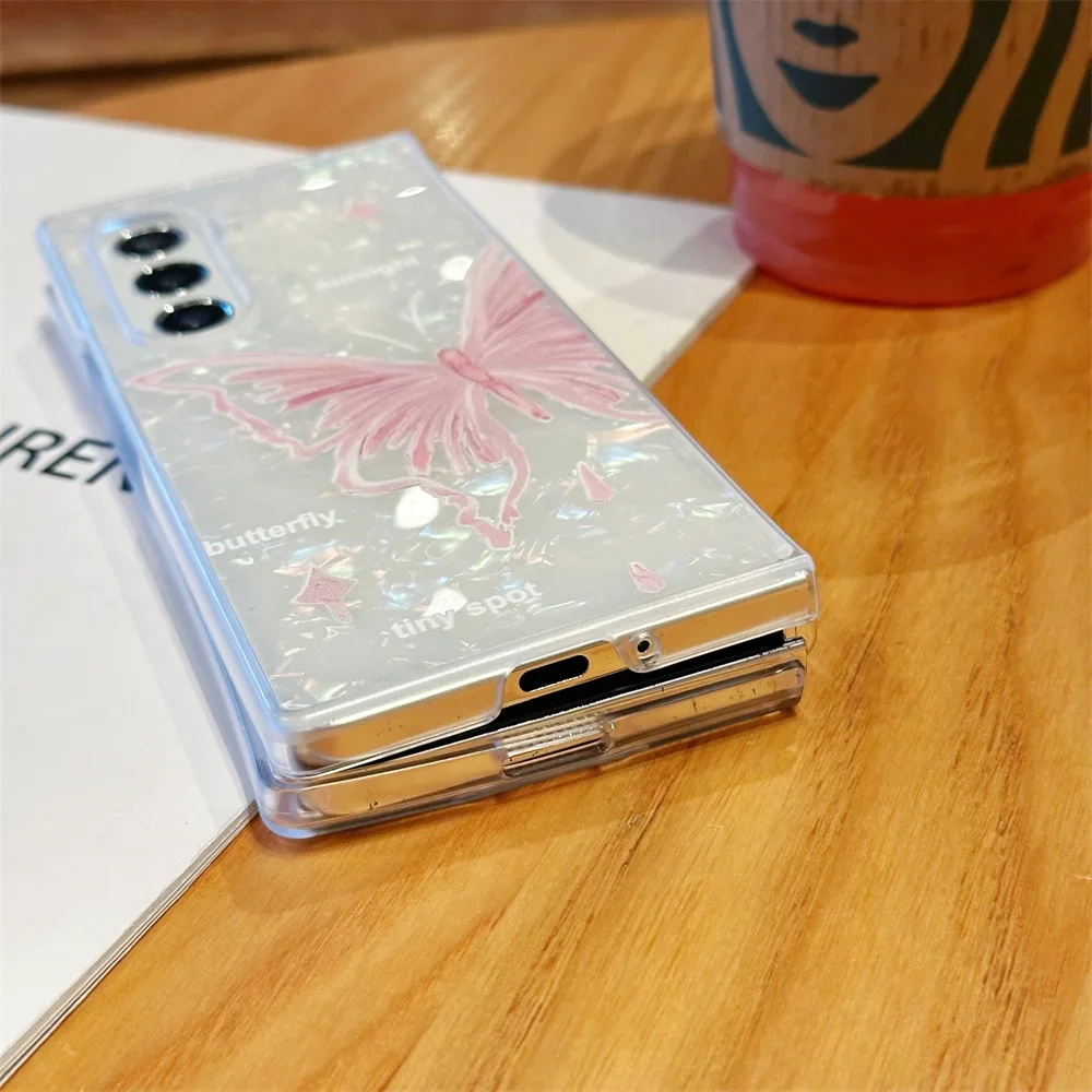 Luxury Shell Butterfly Fold Case - Cartoon Flower Slim Shockproof Cover