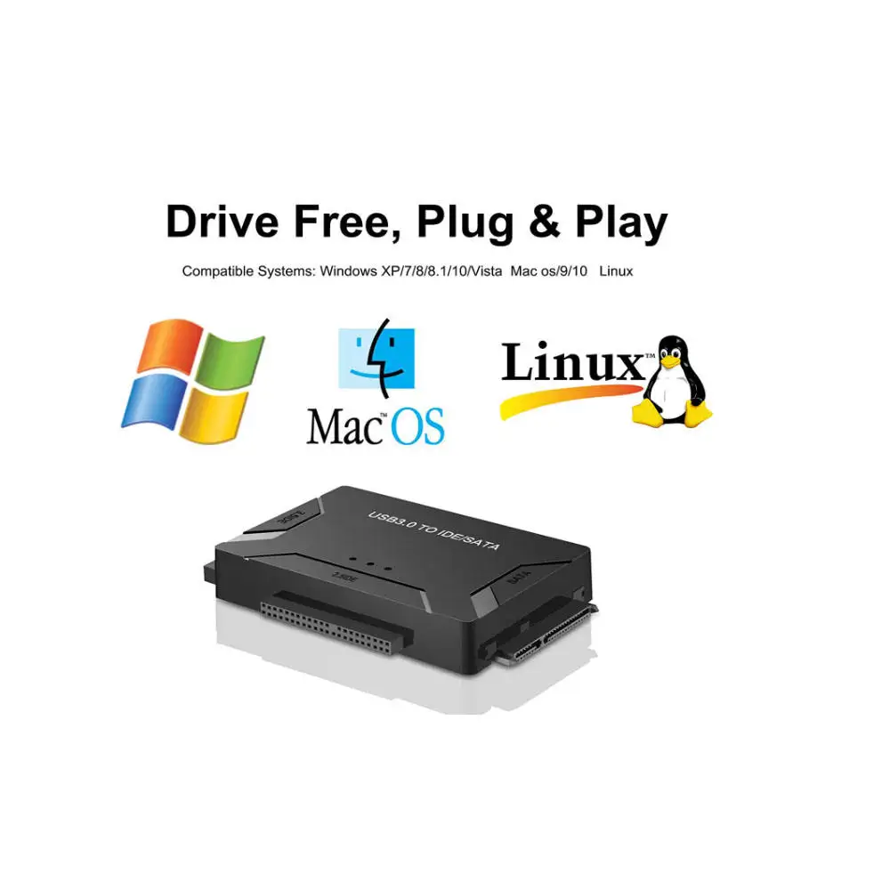 Sata to USB Adapter SATA/IDE to USB 3.0 Adapter Hard Drive Reader for Universal 2.5 3.5-Inch IDE and SATA External HDD/SSD Hard Drive Adapter