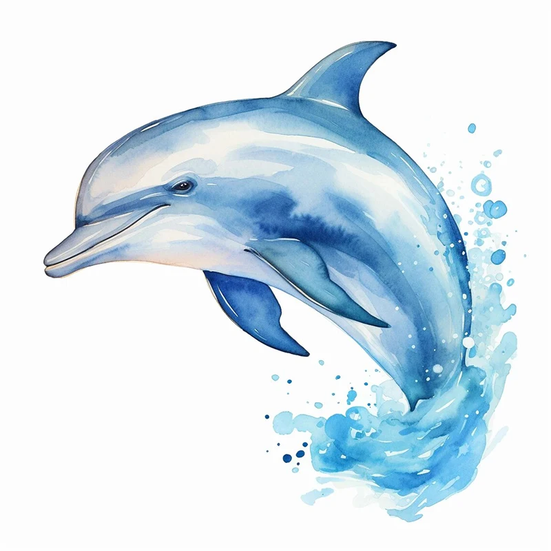 Wall Stickers Toilet Stickers Watercolor Dolphin Sticker Water-proof Home Swith Decal Used for Wall Bathroom Cabinet Door Toilet Car Laptop