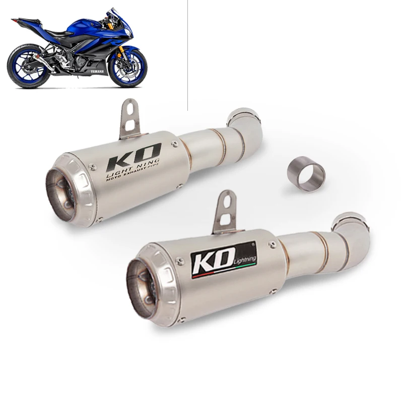 Per Kawasaki Ninja Zx6R Zx636 2009-2022 Sistema Di Scarico Moto Mid Middle Connect Link Pipe Slip On 51Mm Marmitta Escape