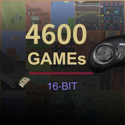 세가 제네시스 FC 용 16 비트 MD 비디오 게임 콘솔, 4600 개 이상 게임 내장, HDMI 호환 4K TV 게임 스틱 무선 컨트롤러 3