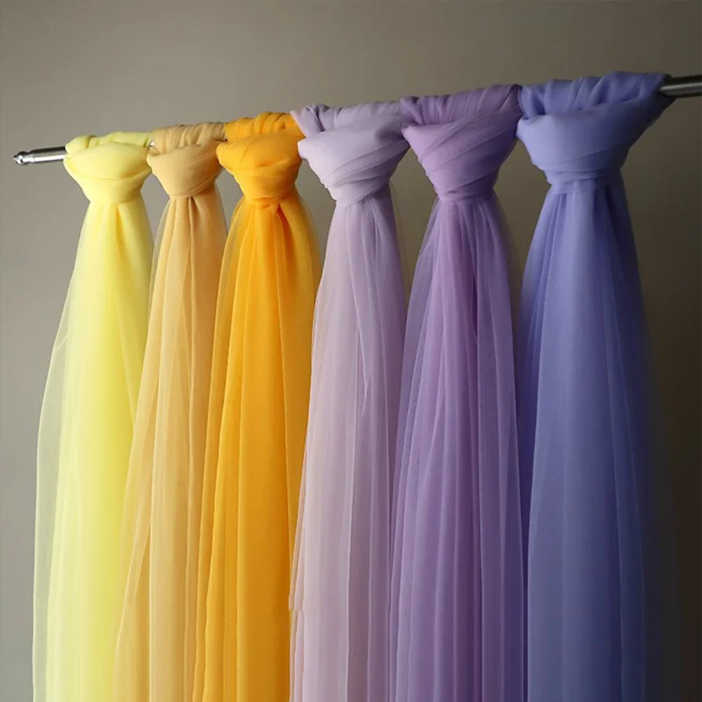 Lilac and Yellow Soft Tulle Fabric for Creative DIY Projects and Elegant Decor