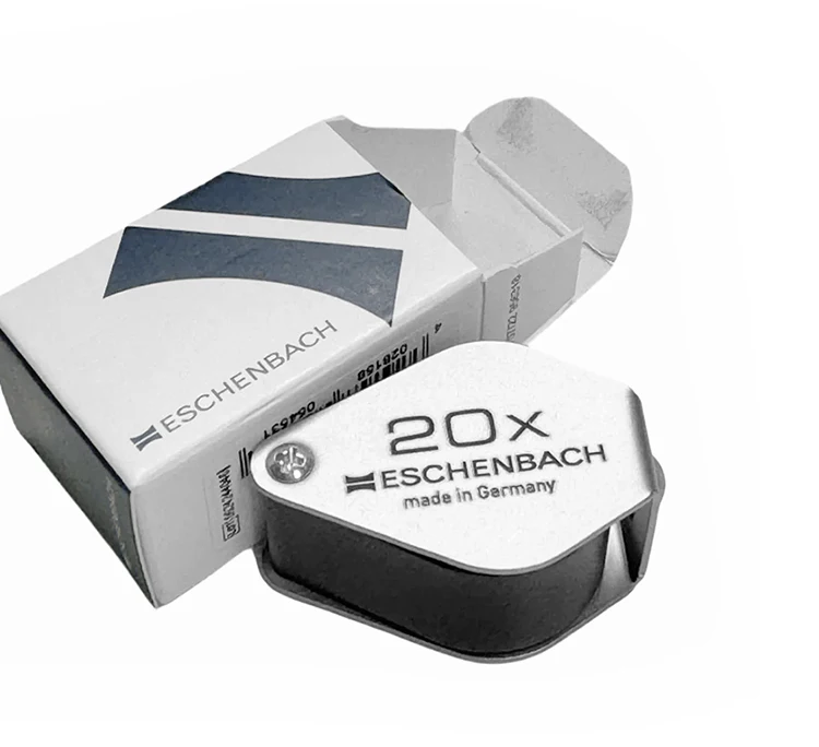 Eschenbach Diamond Triplet Folding Lupen 10x 20x Vergrößerung Achromatische Linsen Metallrahmen Chrom Messing Griff für Juweliere – Detail 7