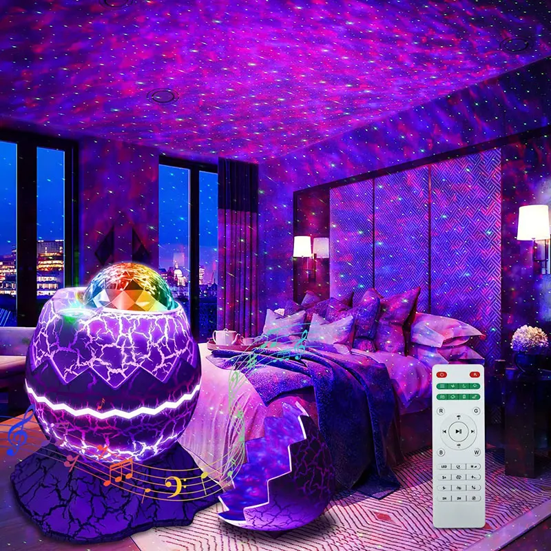 

Water Ripple Crack Dinosaur Egg Starry Sky Light Full Of Stars Atmosphere RGB Dazzling Color Remote Control Small Night Light