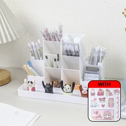 Desktop Pen and Pencil Holder Organizer for Office and School Supplies (White)