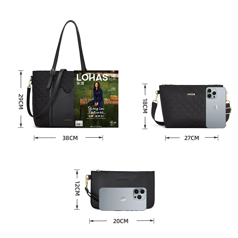 Embroidery Letter Women Handbag Fashion Designer Luxur Shoulder Bag Rhombus Plaid Leather  Totes Women's Bags