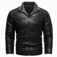 Maxulla Winter Men's PU Jackets Fashion Mens Motorcycle Leather Coats Casual Fur Collar Warm Biker Leather Coat Mens Clothing 2