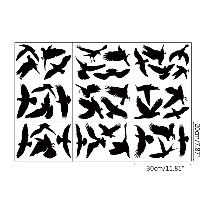 9pcs Anti-collision Window Bird Stickers Black Silhouettes Glass Door PROTECTION Save Birds Glass Door wall stickers,window stickers