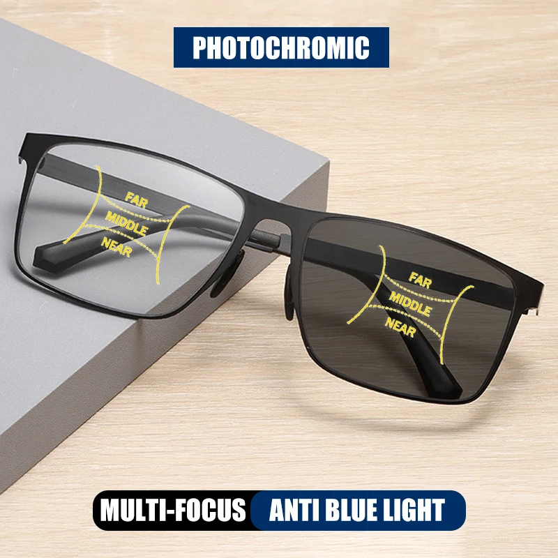 

HUYING быстрые фотохромные прогрессивные многофокальные очки для чтения для мужчин и женщин, противобликовые очки по рецепту