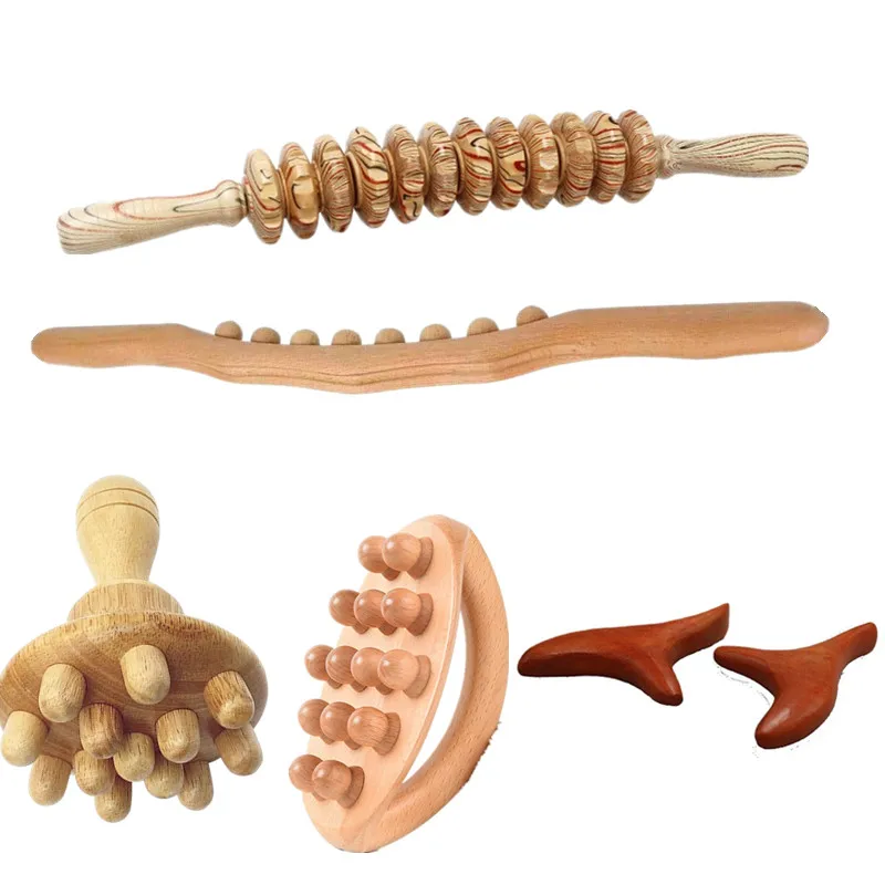 4pcs Body Guasha Tool Massager Universal Back Needle Massage Tendons Beech Wood Scraping Stick Point Treatment 5 speed universal peach wood manual car gear stick shift knob shifter direct replacement decorative part