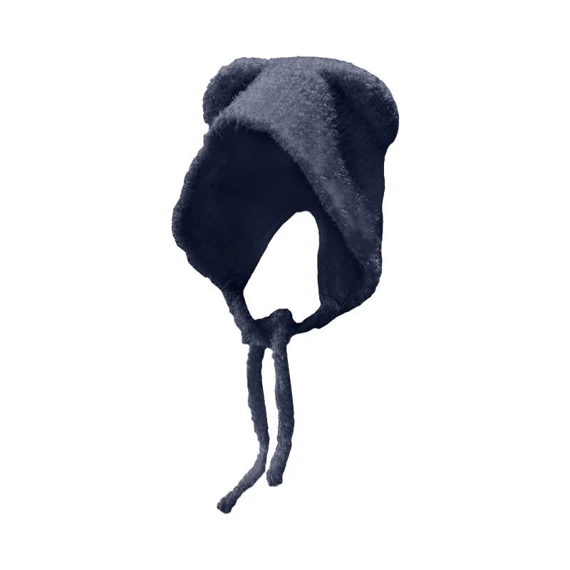 1PC Bear Wool Knitted Earflap Fur Winter Hat