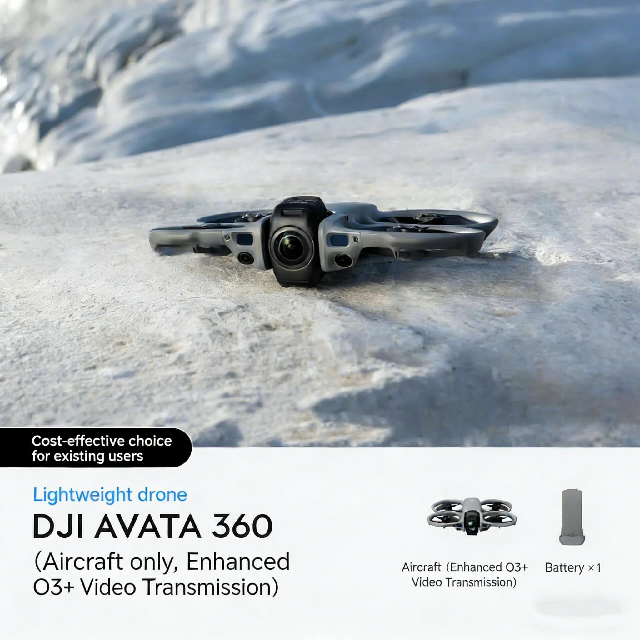 Caméra Avata 360° 8K HDR avec évitement d'obstacles - Noir/Gris