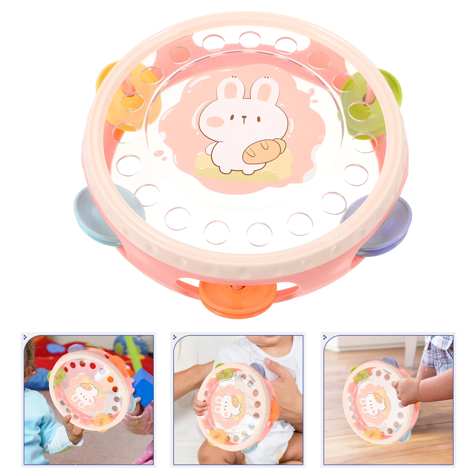 

Drum Infant Toys Educational Tambourine Double Row for Hand Plastic Handbells Baby Percussion Musical Instrument