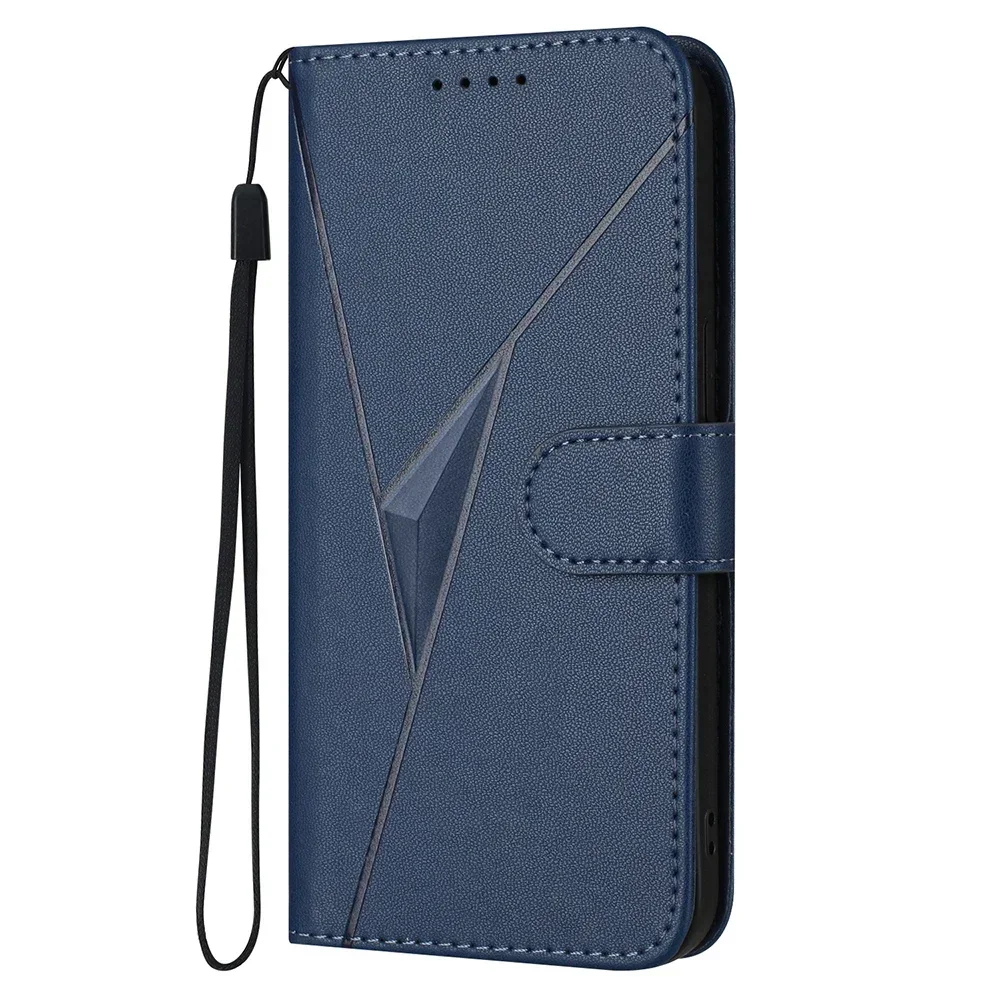 Leather Flip Wallet Phone Case with Card Slot & Book Strap