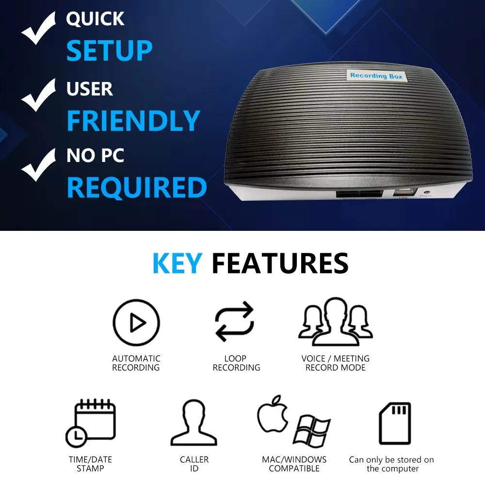 2-Channel Voice Activated USB Telephone Recorder Enterprise Use ...