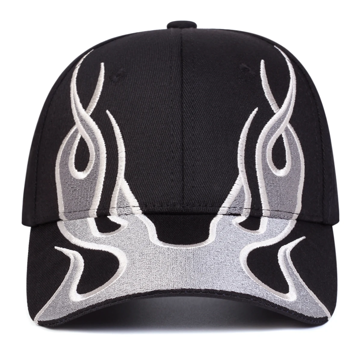 Unisex Flame Embroidery Baseball Caps Outdoor Adjustable Spring and Autumn Casual Sunscreen Hat