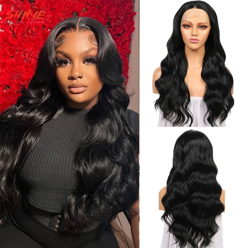 Colored 13x4 Lace Front Synthetic Wigs High Quality For Black Women Body Wave Lace Frontal Wig Daily Cosplay Party Fake Hair