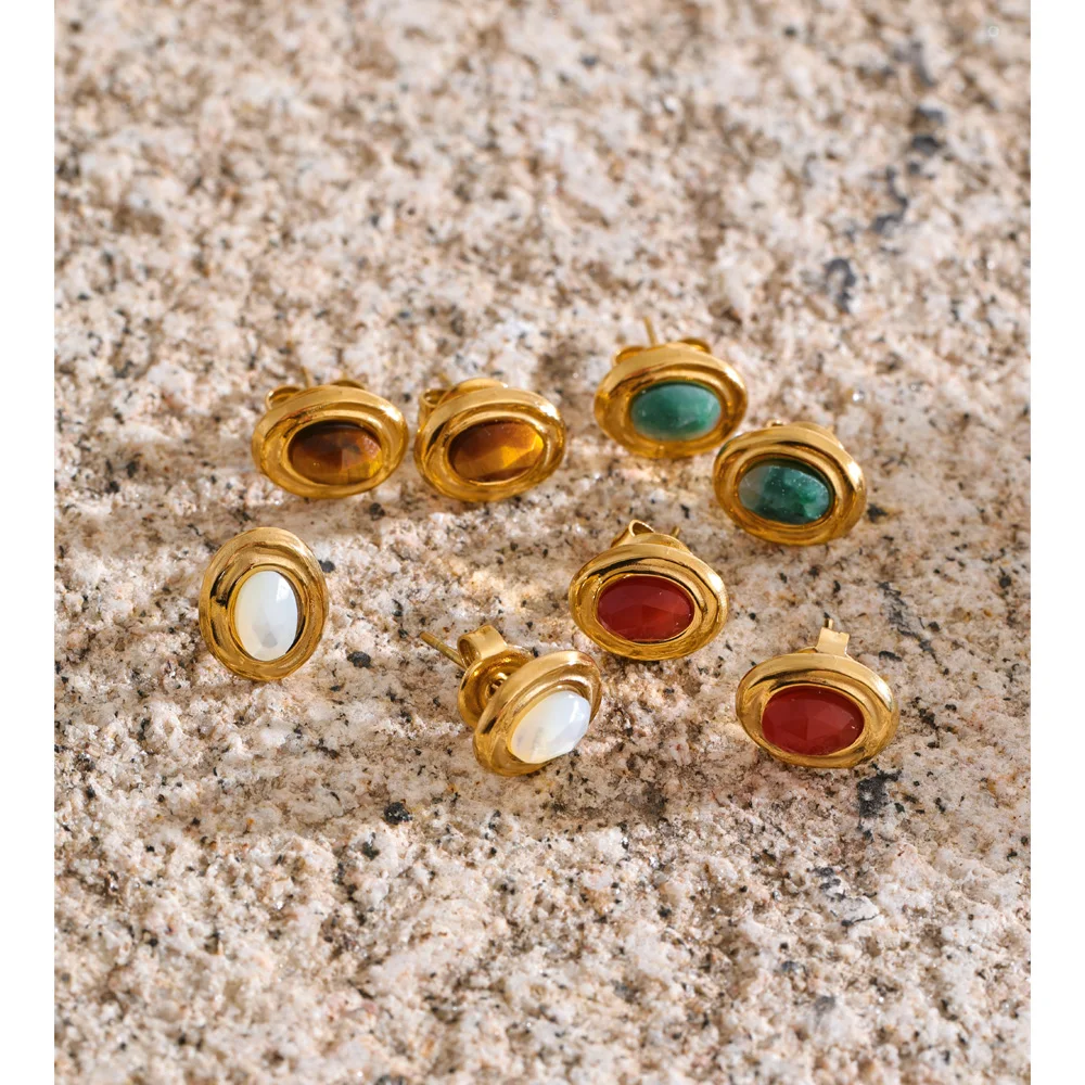 Yhpup France Agate Pendant Necklace Earrings for Women