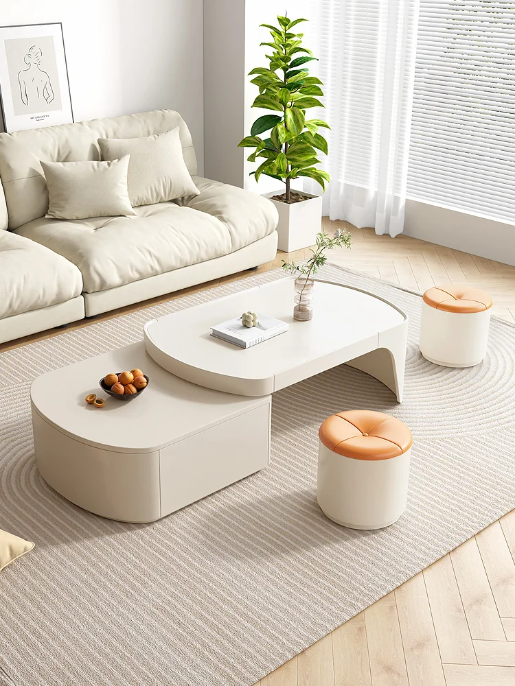 

Многофункциональный кофейный столик кремовый Выдвижной Стол домашний современный простой обеденный стол с высоким сенсором