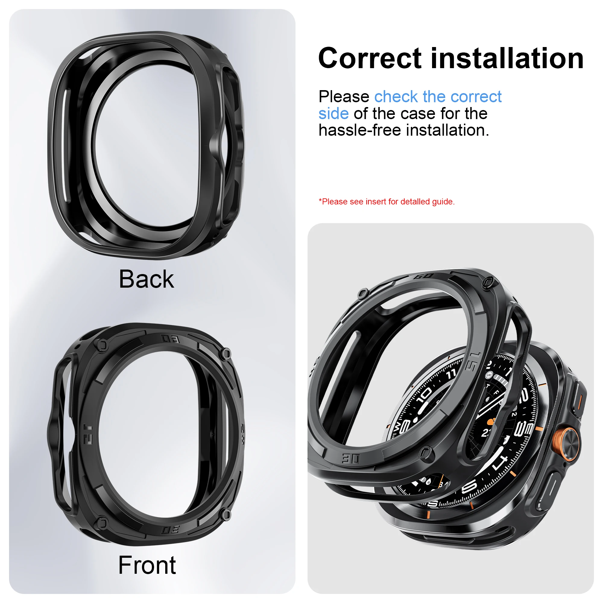 Protective Hard PC Frame Bumper Case with Screen Protector for Galaxy Watch Ultra 47mm