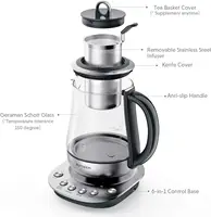 K2423 Tea Maker, Durable 316 Stainless Steel & German Schott Glass Electric Kettle, Removable Infuser, Auto Keep Warm, B 2