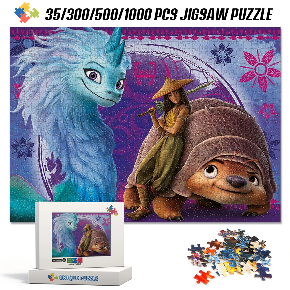 Disney Anime Movies Raya and The Last Dragon 1000 Pieces Jigsaw Puzzles for Adults Cartoon Tangram Puzzles Children's Toys Gifts